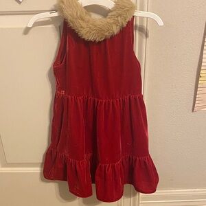 Janie and Jack Red Velvet Dress with Faux Fur Collar